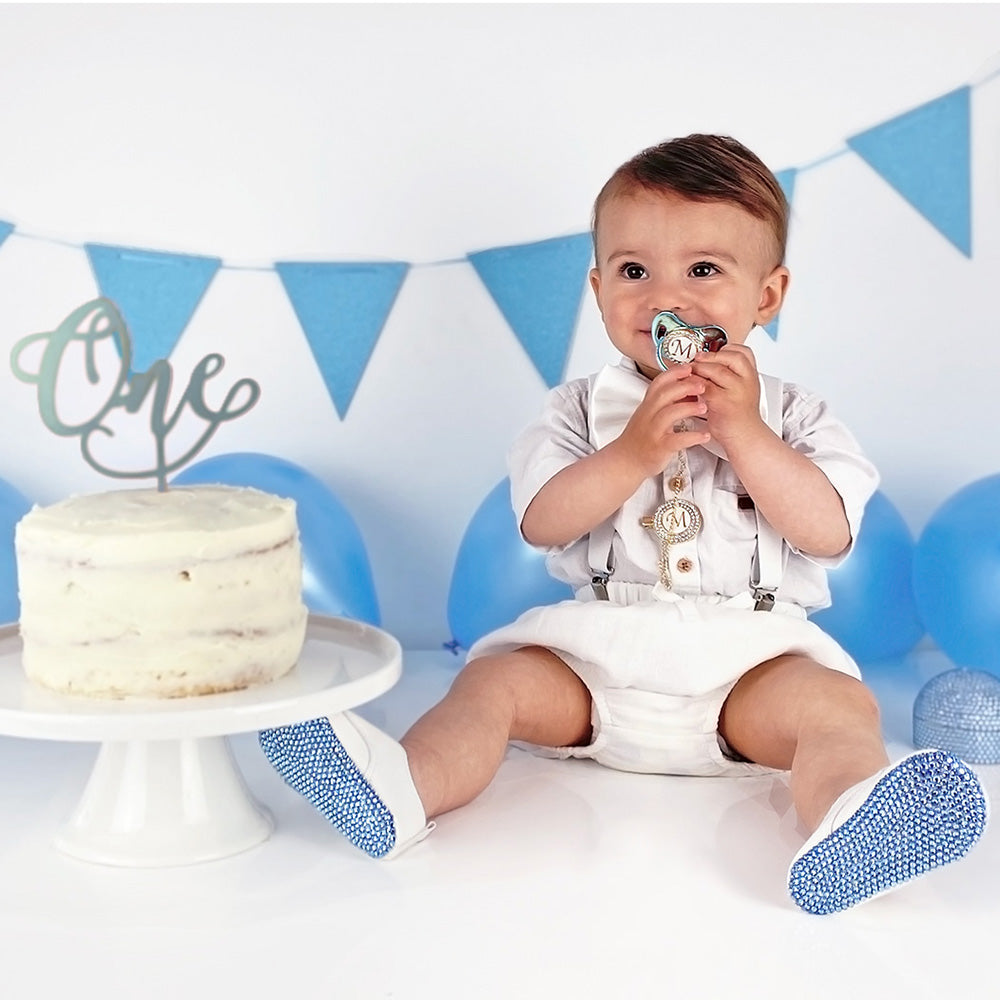 PACIFIER & CLIP SET Personalized with Name, Custom Dummy, Newborn Gift Blue