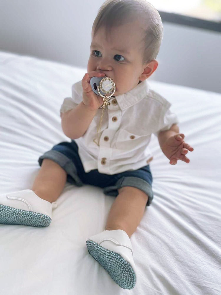PACIFIER & CLIP SET Personalized with Name, Custom Dummy, Gift, Pastel Blue