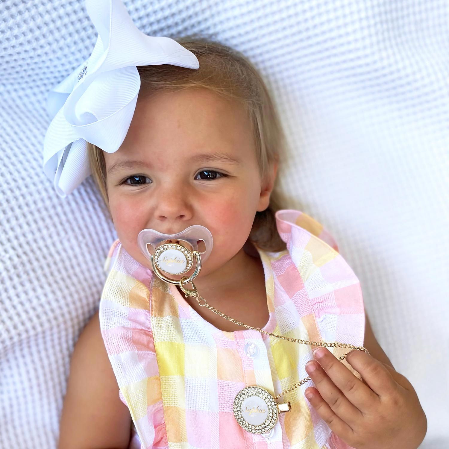 PACIFIER & CLIP SET Personalized with Name, Custom Dummy, Baby Gift Clear