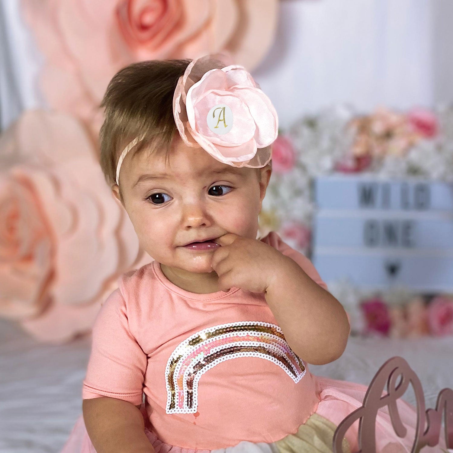 SOLD OUT - Personalised Girls Headband (Initial) - Apricot