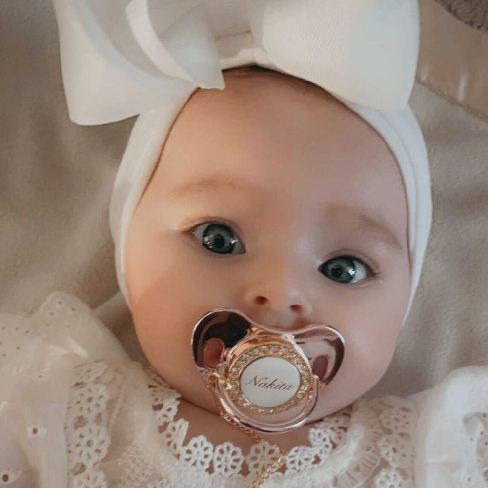 Rose Gold PACIFIER & CLIP SET Personalized with Name, Custom Personalised Dummy, Newborn Gift