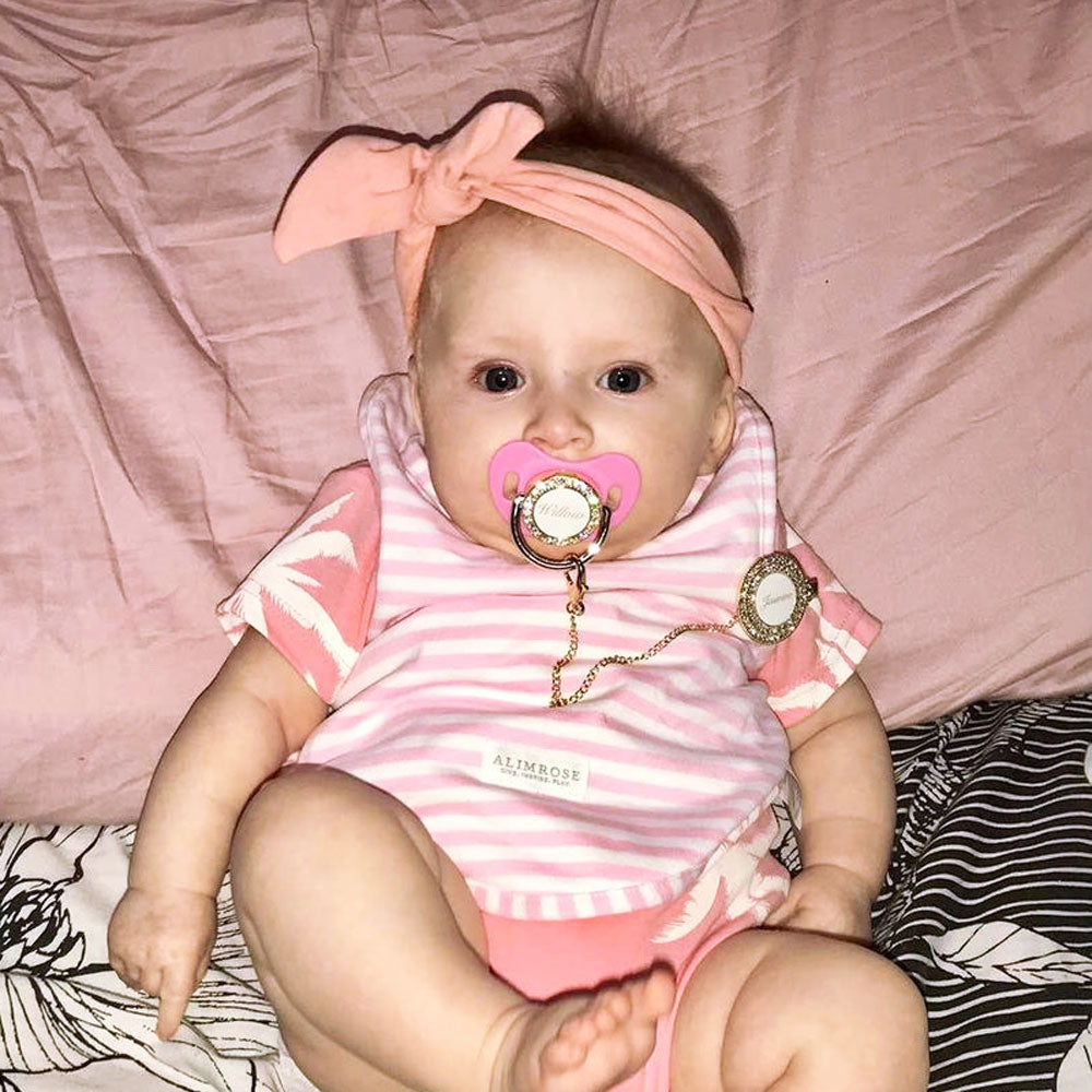 PACIFIER & CLIP SET Personalized with Name, Custom Dummy, Gift, Baby Girl, Pink