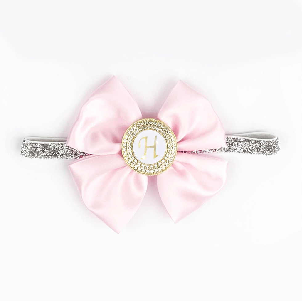 Personalized headband with baby's Initial, custom newborn gift - pink