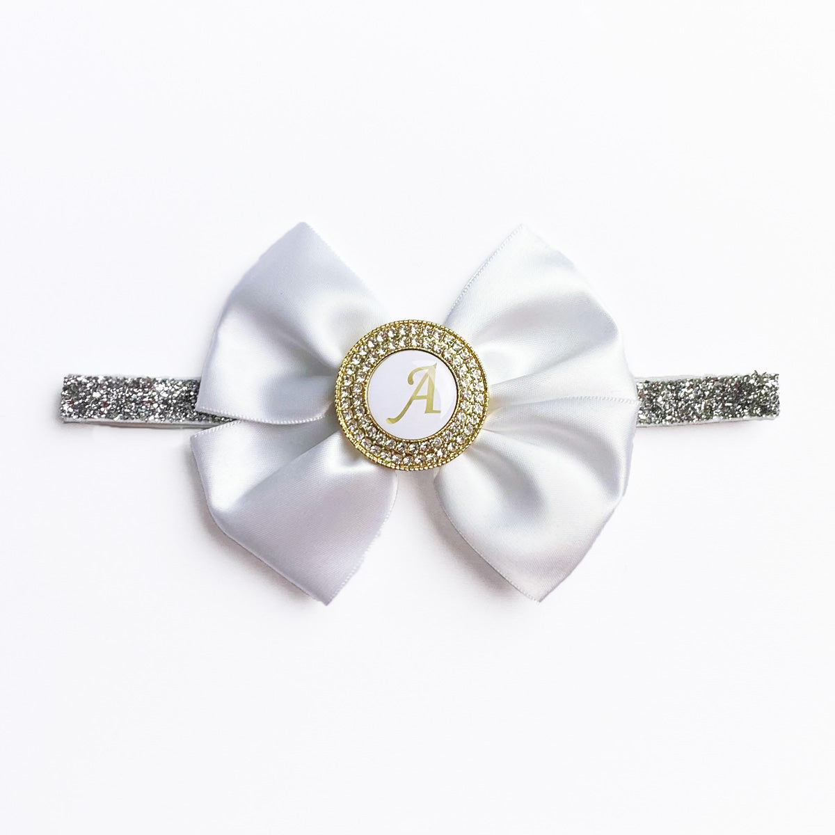 Personalized headband with baby's Initial, custom newborn gift - white