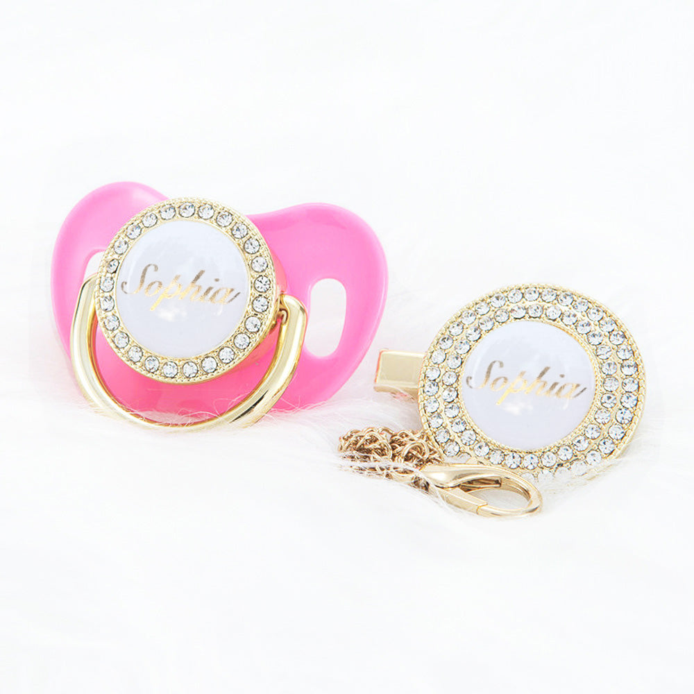 PACIFIER & CLIP SET Personalized with Name, Custom Dummy, Gift, Pink