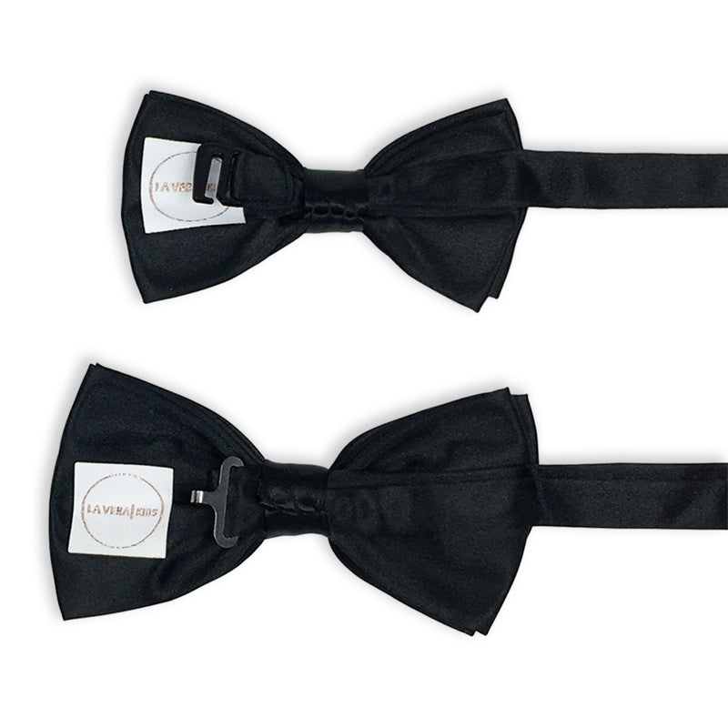 FATHER + SON MATCHING BOW TIES | BLACK SATIN
