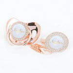 PACIFIER & CLIP SET Personalized with Name, Custom Personalised Dummy, Newborn Gift, Rose Gold