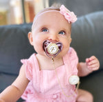 PACIFIER & CLIP SET Personalized with Initial, Custom Dummy Pink