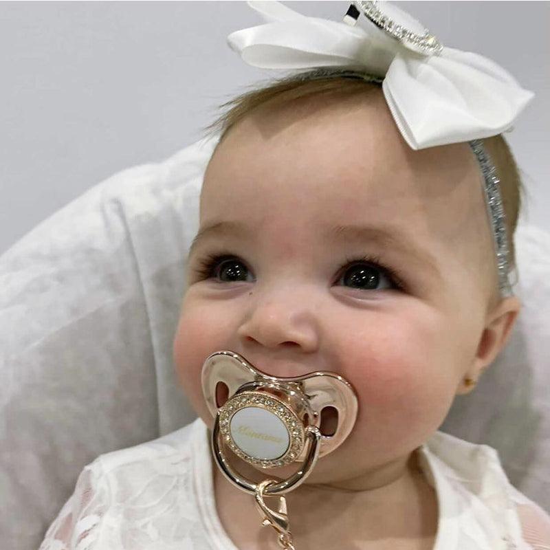 PACIFIER & CLIP SET Personalized with Name, Custom Personalised Dummy, Christening, Rose Gold